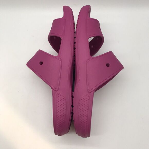 CROCS Iconic Comfort Men's 13 Pink Slides Fushia Fun Double Strap Sandal Jibbits - Picture 7 of 12
